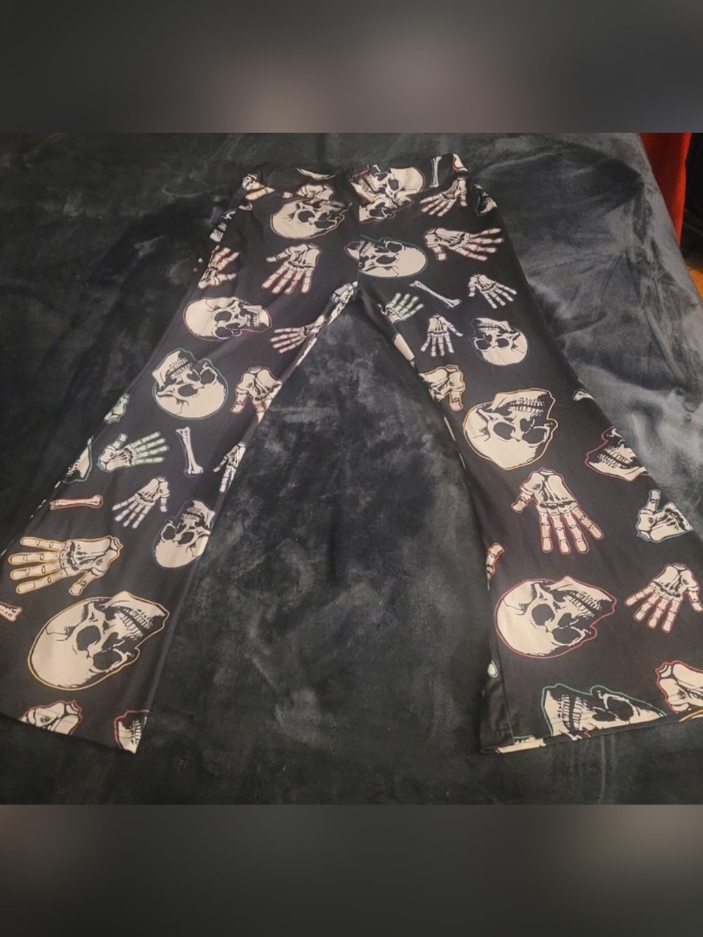 Black Skull & Bones Boot Cut Pants